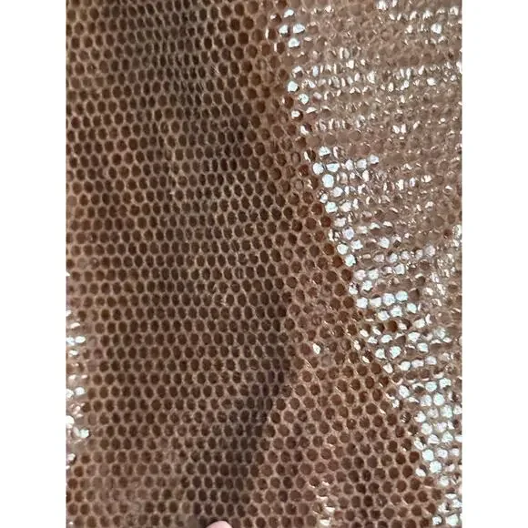 vintage TLC TWINS LEATHER COLLECTION brown shimmer 100% genuine y2k pencil skirt - Picture 6 of 8